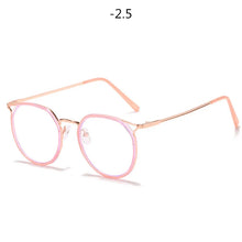 Load image into Gallery viewer, Oulylan Round Finished Myopia Glasses Women Men Cat Eye Nearsighted Eyewear Student Glasses with Diopters Minus -1.0 -1.5 -2.5