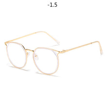 Load image into Gallery viewer, Oulylan Round Finished Myopia Glasses Women Men Cat Eye Nearsighted Eyewear Student Glasses with Diopters Minus -1.0 -1.5 -2.5