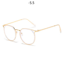 Load image into Gallery viewer, Oulylan Round Finished Myopia Glasses Women Men Cat Eye Nearsighted Eyewear Student Glasses with Diopters Minus -1.0 -1.5 -2.5