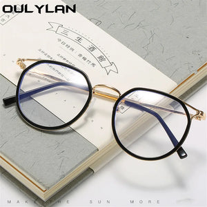 Oulylan Round Finished Myopia Glasses Women Men Cat Eye Nearsighted Eyewear Student Glasses with Diopters Minus -1.0 -1.5 -2.5