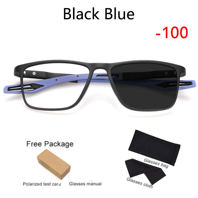 Outdoor Photochromic TR90 Myopia Glasses Men Women Anti-Blue Ray Customizable Prescription Glasses External Sunshade Full frame