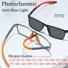 Carica l&#39;immagine nel visualizzatore di Gallery, Outdoor Photochromic TR90 Myopia Glasses Men Women Anti-Blue Ray Customizable Prescription Glasses External Sunshade Full frame