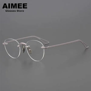 Oval Round Pure Titanium Rimless Glasses Frame Japanese Design Men Women Frameless Prescription Eyeglasses Optical Spectacles