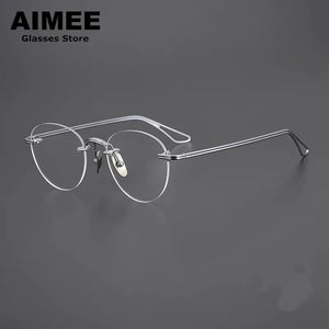 Oval Round Pure Titanium Rimless Glasses Frame Japanese Design Men Women Frameless Prescription Eyeglasses Optical Spectacles