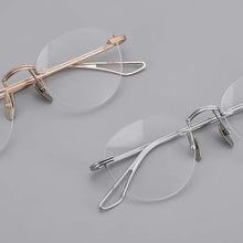 Carica l&#39;immagine nel visualizzatore di Gallery, Oval Round Pure Titanium Rimless Glasses Frame Japanese Design Men Women Frameless Prescription Eyeglasses Optical Spectacles