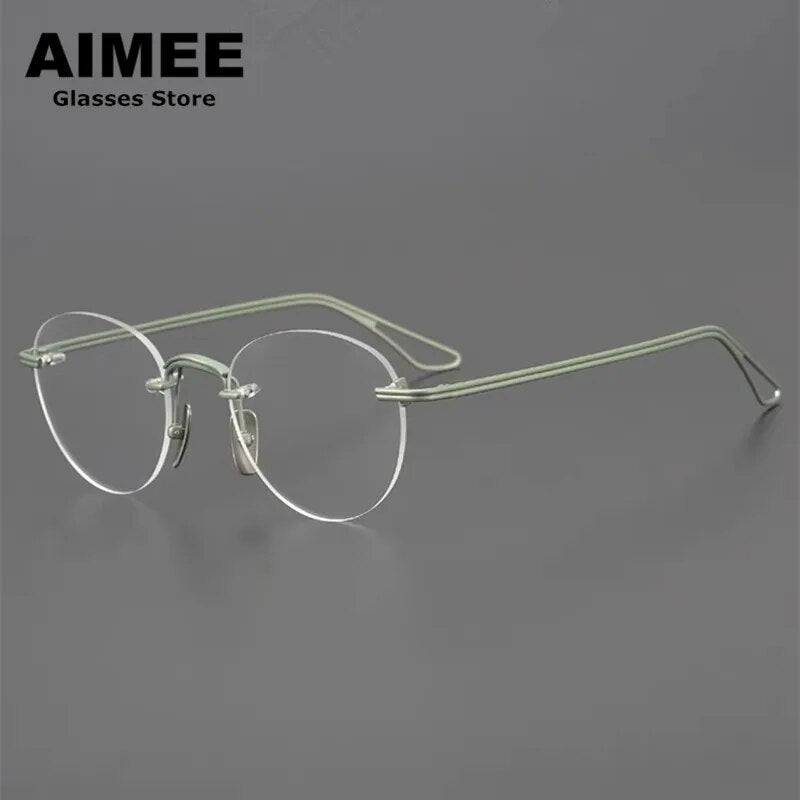 Oval Round Pure Titanium Rimless Glasses Frame Japanese Design Men Women Frameless Prescription Eyeglasses Optical Spectacles
