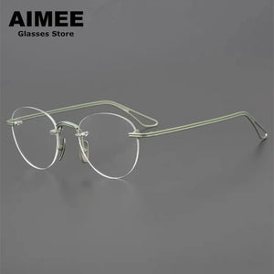Oval Round Pure Titanium Rimless Glasses Frame Japanese Design Men Women Frameless Prescription Eyeglasses Optical Spectacles