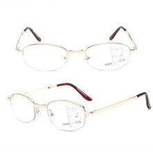 Load image into Gallery viewer, Oval Semi-rim Reading Glasses Women Foldable Portable High Quality Alloy Elegant Retro Anti Fatigue Anti Blu 1 2 3 to 4