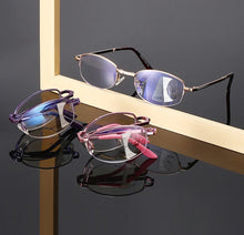 Load image into Gallery viewer, Oval Semi-rim Reading Glasses Women Foldable Portable High Quality Alloy Elegant Retro Anti Fatigue Anti Blu 1 2 3 to 4