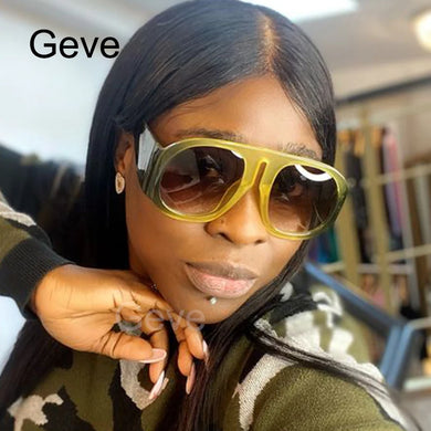 Oversized Gradient Pilot Sunglasses Women Vintage Wide Leg Sun Glasses Big Frame One Piece Retro Oculos De Sol