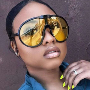 Oversized One Piece Sunglasses Women Men Luxury Brand Designer Sunglasses Ladies Retro Pilot Gradient Eyewear Y2K