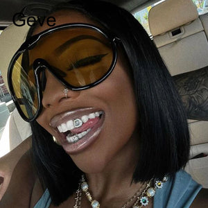 Oversized One Piece Sunglasses Women Men Luxury Brand Designer Sunglasses Ladies Retro Pilot Gradient Eyewear Y2K