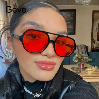 Oversized Yellow Pilot Sunglasses Women Unisex Retro Rivet Sun Glasses UV400 Outdoor Zonnebril Dames