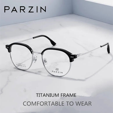 PARZIN Titanium Myopia Glasses Frame Women Retro Polygon Prescription Eyeglasses Men Round Optical Spectacles Eyewear 63003