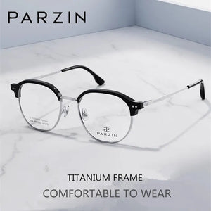 PARZIN Titanium Myopia Glasses Frame Women Retro Polygon Prescription Eyeglasses Men Round Optical Spectacles Eyewear 63003