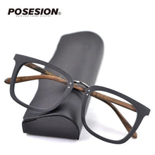 Load image into Gallery viewer, POSESION Glasses Frames only for Men Square Wood Myopia Prescription Eyeglasses Male Optical Frame Eyewear oculos grau masculino