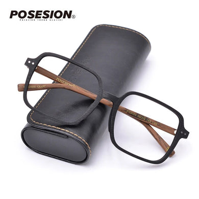 POSESION Oversized Wood Prescription Glasses Square Glasses Frames Men Optical Myopia Medical Eyeglasses Decorative Glasses