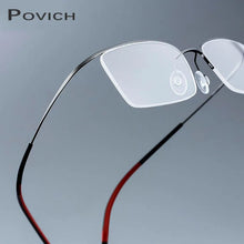 Load image into Gallery viewer, POVICH Pure Titaniun Men Glasses Frame Semi Frameless 3.6g Ultra Light  Prescription Eyeglasses Optical Spectacles Eyewear