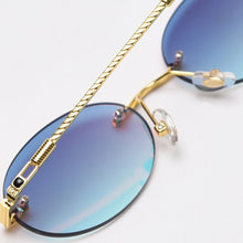 Carica l&#39;immagine nel visualizzatore di Gallery, Peekaboo retro oval sunglasses rimless man blue mirror gold metal male glasses round frameless women  gift items