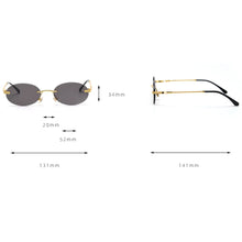 Carica l&#39;immagine nel visualizzatore di Gallery, Peekaboo retro oval sunglasses rimless man blue mirror gold metal male glasses round frameless women  gift items