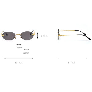Peekaboo retro oval sunglasses rimless man blue mirror gold metal male glasses round frameless women  gift items
