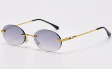 Carica l&#39;immagine nel visualizzatore di Gallery, Peekaboo retro oval sunglasses rimless man blue mirror gold metal male glasses round frameless women  gift items