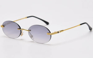 Peekaboo retro oval sunglasses rimless man blue mirror gold metal male glasses round frameless women  gift items