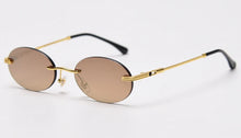 Carica l&#39;immagine nel visualizzatore di Gallery, Peekaboo retro oval sunglasses rimless man blue mirror gold metal male glasses round frameless women  gift items