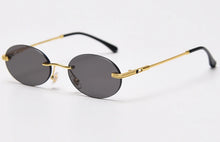 Carica l&#39;immagine nel visualizzatore di Gallery, Peekaboo retro oval sunglasses rimless man blue mirror gold metal male glasses round frameless women  gift items