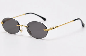 Peekaboo retro oval sunglasses rimless man blue mirror gold metal male glasses round frameless women  gift items