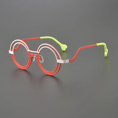 Personalized titanium double round glasses frame Ladies fashion cat Eye Optical frame Luxury brand with prescription glasses