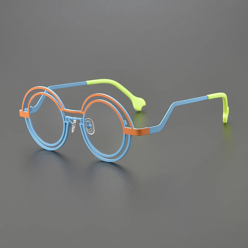 Personalized titanium double round glasses frame Ladies fashion cat Eye Optical frame Luxury brand with prescription glasses
