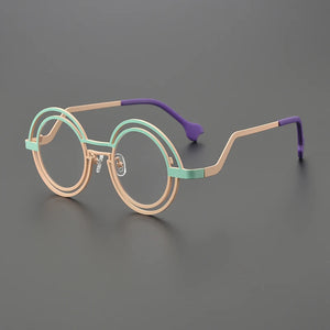 Personalized titanium double round glasses frame Ladies fashion cat Eye Optical frame Luxury brand with prescription glasses