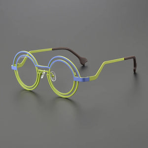Personalized titanium double round glasses frame Ladies fashion cat Eye Optical frame Luxury brand with prescription glasses