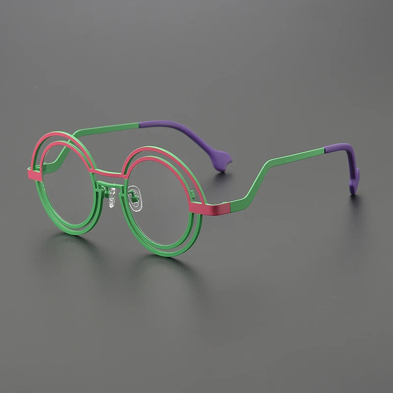 Personalized titanium double round glasses frame Ladies fashion cat Eye Optical frame Luxury brand with prescription glasses