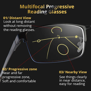 Photochromic Progressive Multifocal Reading Glasses Men Women Anti Blue Ray For Computer Work Metal  Eyewear Frame Chameleon UV