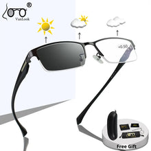 Load image into Gallery viewer, Photochromic Reading Glasses Chameleon Lens Men Women  Sun Glasses Eyeglasses +50 75 1.25 1.75 5.5 6