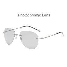 Load image into Gallery viewer, Pilot Rimless Titanium Polarized Sunglasses Men Vintage Ultralight Brand Designer Frameless Grey Photochromic Sun Glasses Women