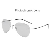 Load image into Gallery viewer, Pilot Rimless Titanium Polarized Sunglasses Men Vintage Ultralight Brand Designer Frameless Grey Photochromic Sun Glasses Women