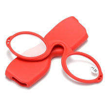 Load image into Gallery viewer, Pince Nez Style Armless Reading Glasses Round Nose Resting Small Portable Readers for Men and Women with Case Blue Light Glasses