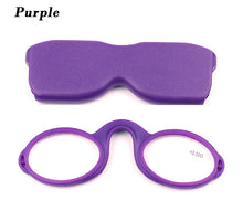 Load image into Gallery viewer, Pince Nez Style Armless Reading Glasses Round Nose Resting Small Portable Readers for Men and Women with Case Blue Light Glasses