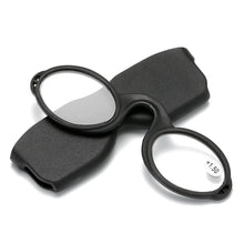 Load image into Gallery viewer, Pince Nez Style Armless Reading Glasses Round Nose Resting Small Portable Readers for Men and Women with Case Blue Light Glasses