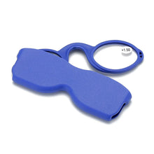 Load image into Gallery viewer, Pince Nez Style Armless Reading Glasses Round Nose Resting Small Portable Readers for Men and Women with Case Blue Light Glasses