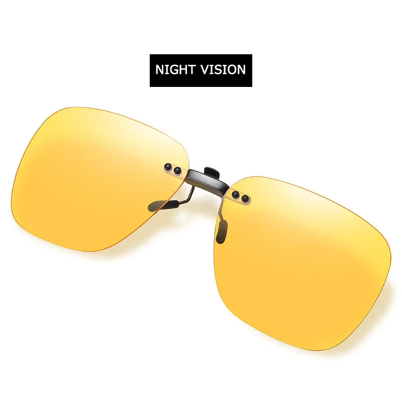 Polarized Clips-On Sunglasses Round Stylish Trend Drivers Edgeless Glasses Clips Myopia Frame Glasses Clips