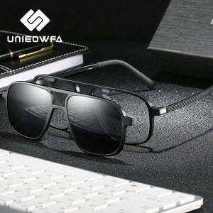 Polarized Magnet Clip On Glasses Frame Men Optical Myopia Eyeglasses Frame Prescription Black Magnet Clip On Sunglasses Male