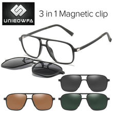 Load image into Gallery viewer, Polarized Magnet Clip On Glasses Frame Men Optical Myopia Eyeglasses Frame Prescription Black Magnet Clip On Sunglasses Male
