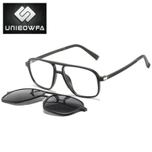 Load image into Gallery viewer, Polarized Magnet Clip On Glasses Frame Men Optical Myopia Eyeglasses Frame Prescription Black Magnet Clip On Sunglasses Male