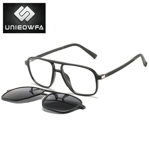 Polarized Magnet Clip On Glasses Frame Men Optical Myopia Eyeglasses Frame Prescription Black Magnet Clip On Sunglasses Male