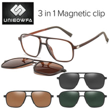 Load image into Gallery viewer, Polarized Magnet Clip On Glasses Frame Men Optical Myopia Eyeglasses Frame Prescription Black Magnet Clip On Sunglasses Male