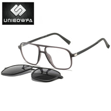 Load image into Gallery viewer, Polarized Magnet Clip On Glasses Frame Men Optical Myopia Eyeglasses Frame Prescription Black Magnet Clip On Sunglasses Male